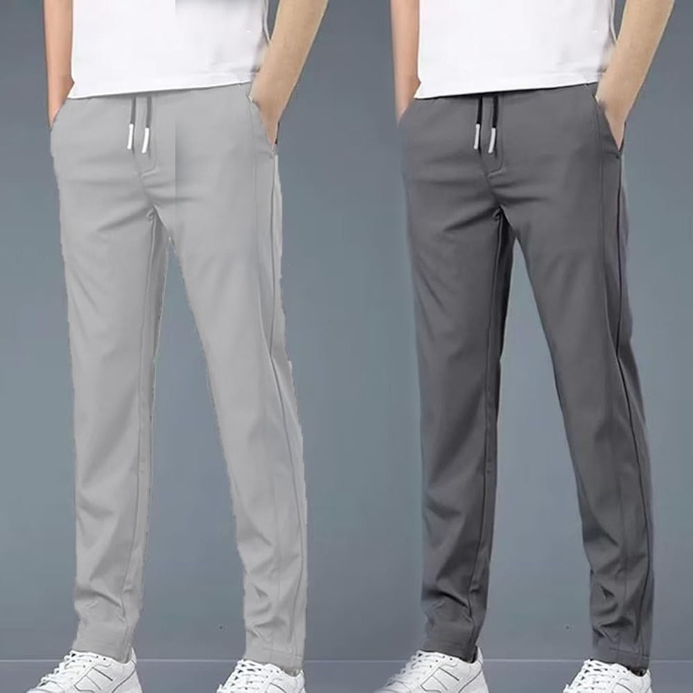 4 WAY STRETCHABLE LYCRA LIGHT GREY AND DARK GREY TRACKPANTS - Fitness Assets