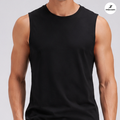 NS LYCRA BLACK SLEEVELESS TSHIRT