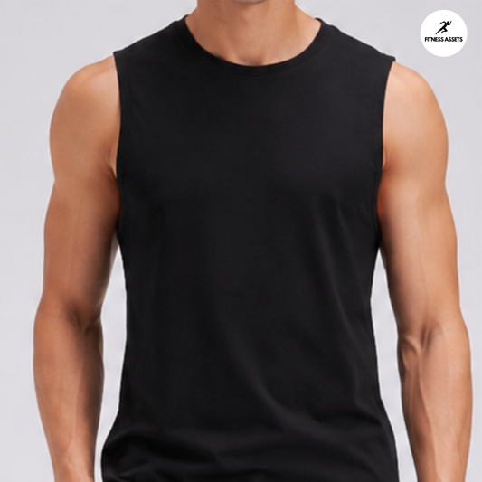 NS LYCRA BLACK SLEEVELESS TSHIRT