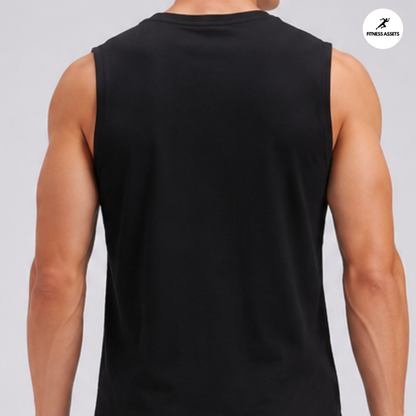 NS LYCRA BLACK SLEEVELESS TSHIRT
