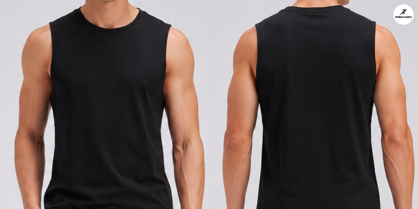 NS LYCRA BLACK SLEEVELESS TSHIRT
