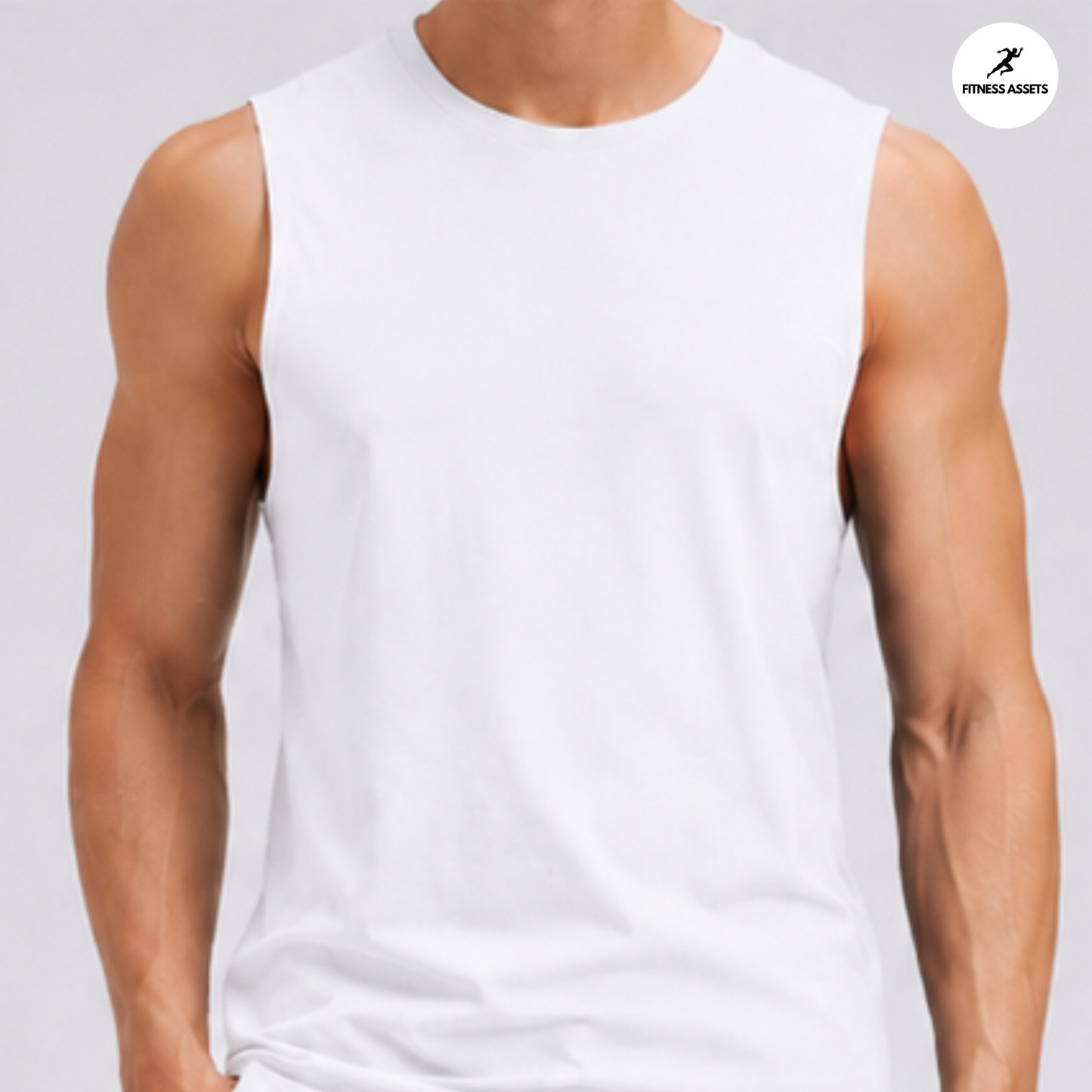 NS LYCRA WHITE SLEEVELESS TSHIRT