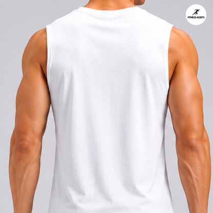 NS LYCRA WHITE SLEEVELESS TSHIRT