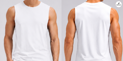 NS LYCRA WHITE SLEEVELESS TSHIRT