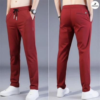 4 WAY STRETCHABLE LYCRA DARK MAROON TRACKPANTS AND FLEECE BLACK SWEATSHIRTS COMBO