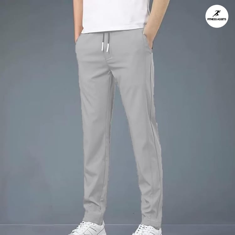 4 WAY STRETCHABLE LYCRA LIGHT GREY TRACKPANT