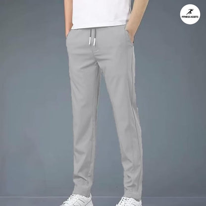4 WAY STRETCHABLE LYCRA LIGHT GREY TRACKPANT
