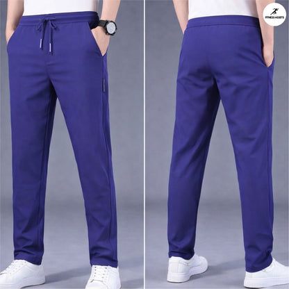 4 WAY STRETCHABLE LYCRA ROYAL BLUE TRACKPANTS AND FLEECE BLACK SWEATSHIRTS COMBO