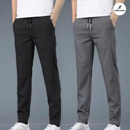 4 WAY STRETCHABLE LYCRA BLACK AND DARK GREY COMBO TRACKPANTS