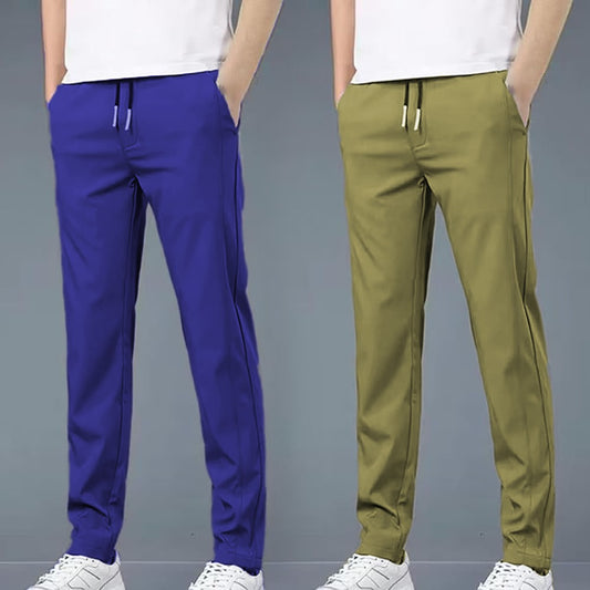 4 WAY STRETCHABLE LYCRA ROYAL BLUE AND PISTA GREEN COMBO TRACKPANTS