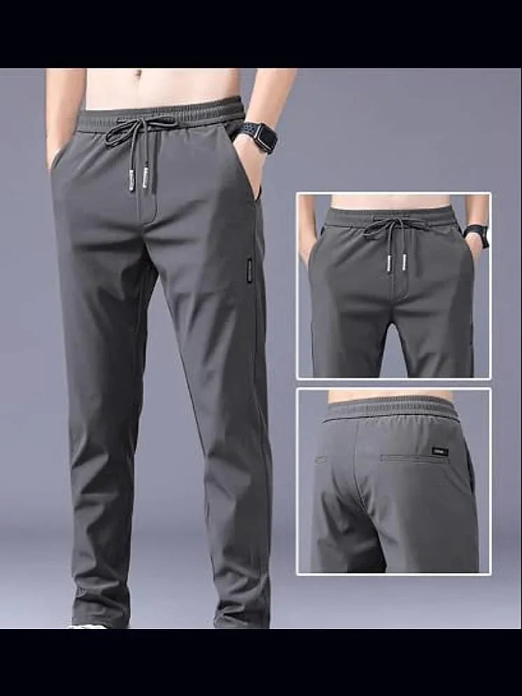 4 WAY STRETCHABLE LYCRA BLACK AND DARK GREY COMBO TRACKPANTS - Fitness Assets