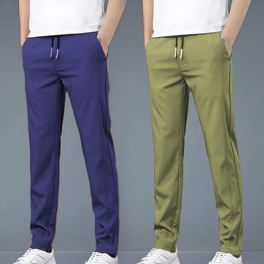 4 WAY STRETCHABLE LYCRA ROYAL BLUE AND PISTA GREEN COMBO TRACKPANTS
