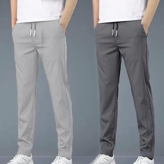 4 WAY STRETCHABLE LYCRA LIGHT GREY AND DARK GREY TRACKPANTS - Fitness Assets