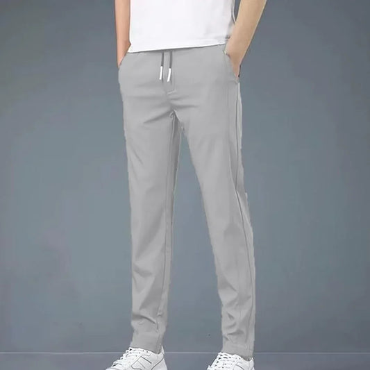 4 WAY STRETCHABLE LYCRA LIGHT GREY TRACKPANT - Fitness Assets