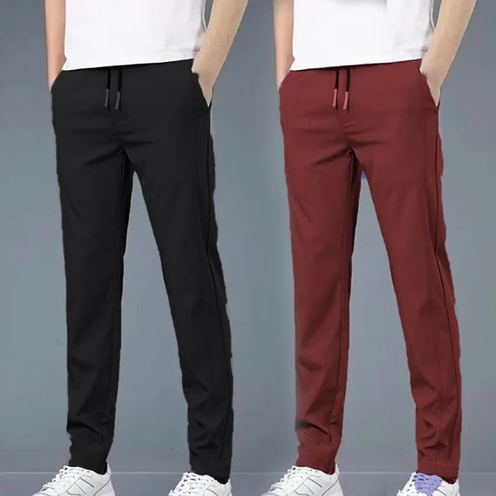 4 WAY STRETCHABLE LYCRA BLACK AND DARK MAROON COMBO TRACKPANTS - Fitness Assets