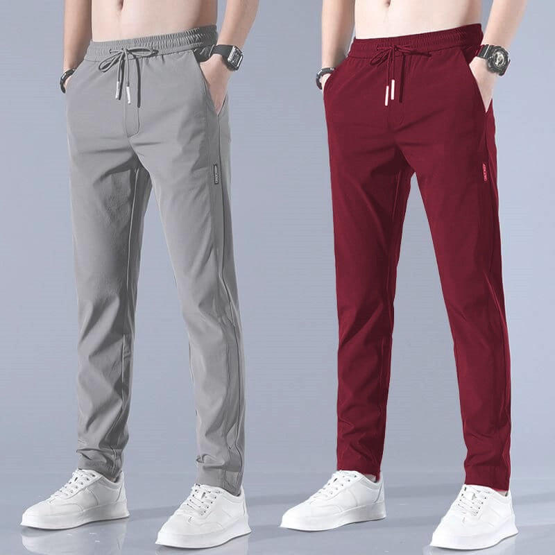 4 WAY STRETCHABLE LYCRA LIGHT GREY AND DARK MAROON COMBO TRACKPANTS