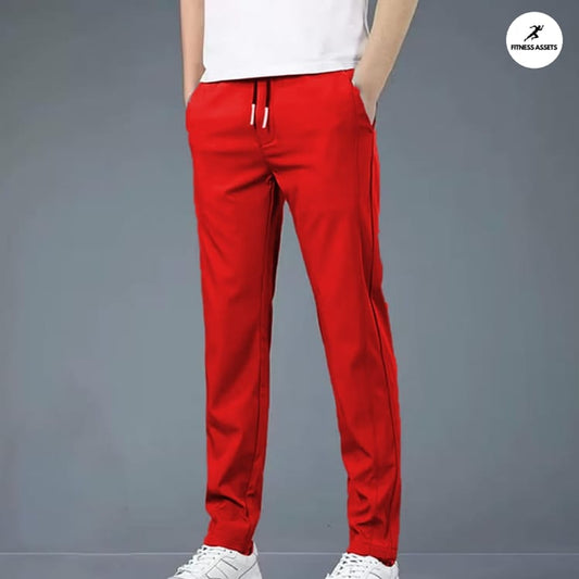 4 WAY STRETCHABLE LYCRA RED TRACKPANT