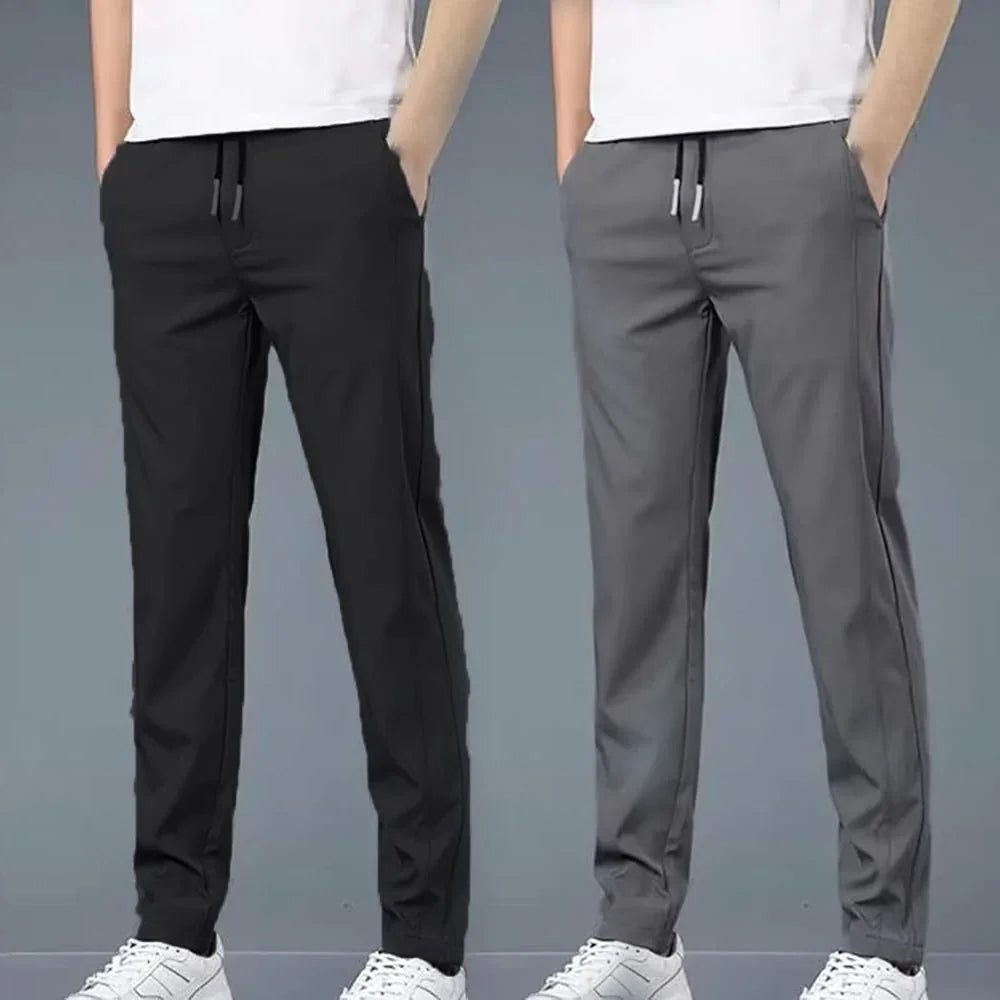 4 WAY STRETCHABLE LYCRA BLACK AND DARK GREY COMBO TRACKPANTS - Fitness Assets