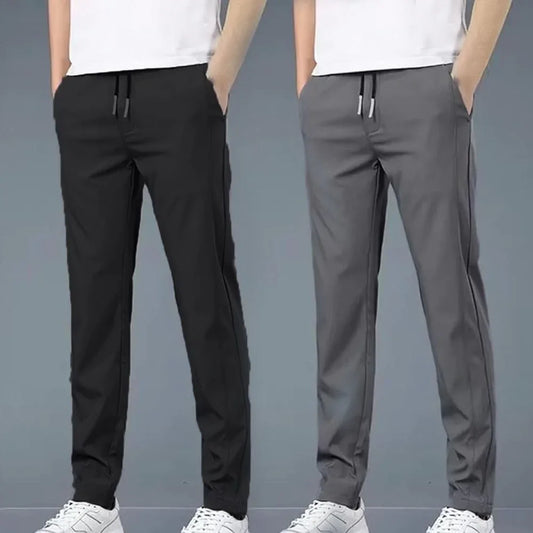 4 WAY STRETCHABLE LYCRA BLACK AND DARK GREY COMBO TRACKPANTS - Fitness Assets